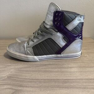 Men's Supra Muska 001 High Skateboard Shoes Sz 12 Silver Purple High top Sneaker